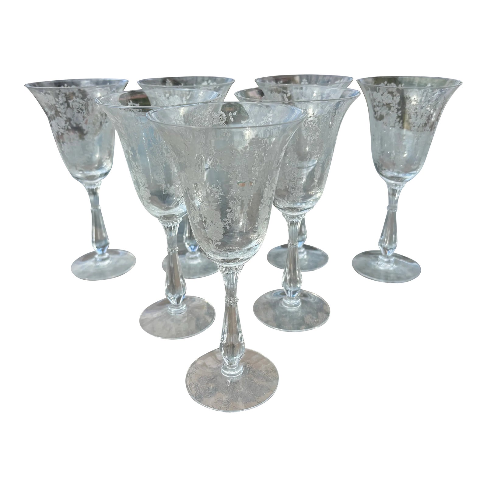 Set of 7 Antique Tiffin Cherokee Rose Pattern Water Goblets 1941-1966 ...