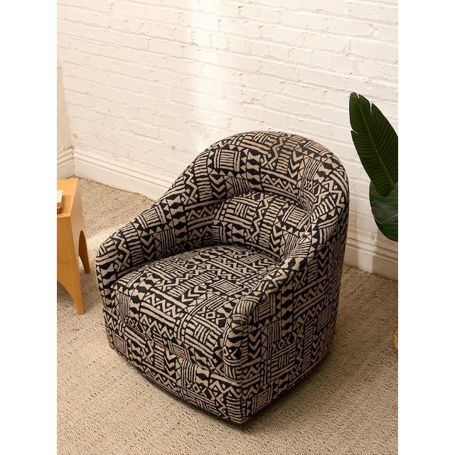 Vintage Postmodern Geometric Club Chair in Black & Tan For Sale - Image 10 of 10