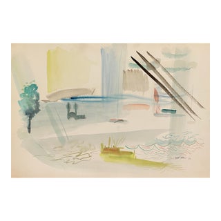 1950 Robert Colborne Mid Century Coastal Landscape Watercolor For Sale