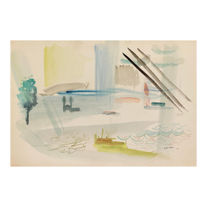 1950 Robert Colborne Mid Century Coastal Landscape Watercolor