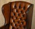 Set of Chesterfield Tufted Wingback Chairs in Brown Leather For Sale - Image 17 of 18