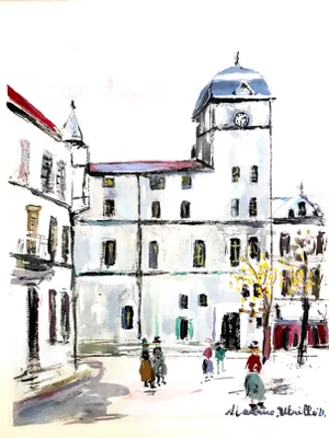 Inspired Village of Montmartre - Pochoir 1950