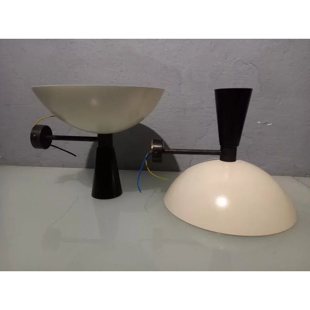 Vintage Wall Light in Black and White with Burnished Brass, 2000s For Sale - Image 4 of 12