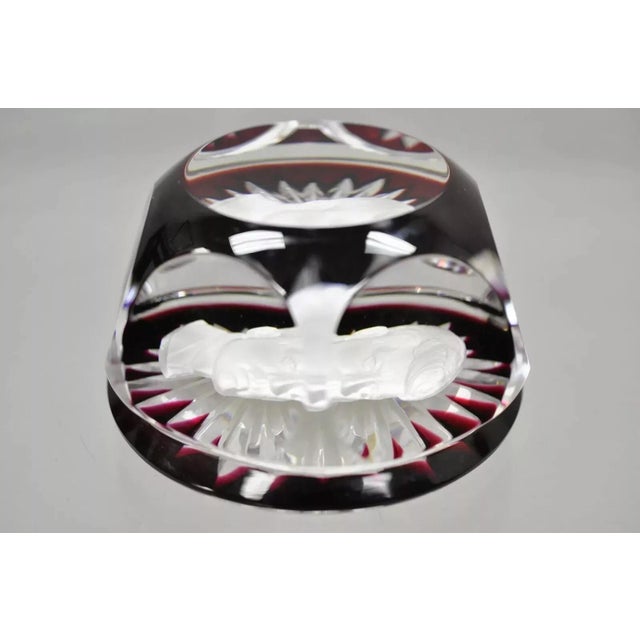 Baccarat Vintage Baccarat John F. Kennedy Ruby Red Sulphide French Crystal Paperweight For Sale - Image 4 of 10