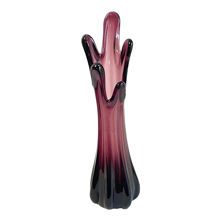 Mid Century Purple Amethyst Swing Glass Vase 1960s Art Glass Chairish