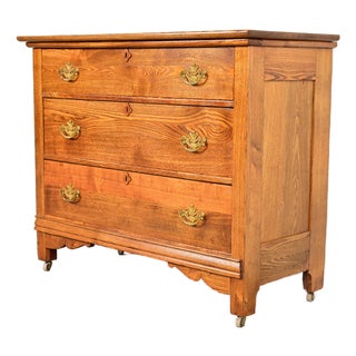 Antique Victorian Carved Oak Dresser or Chest of Drawers, Circa 1890s For Sale