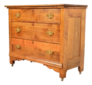 Antique Victorian Carved Oak Dresser or Chest of Drawers, Circa 1890s