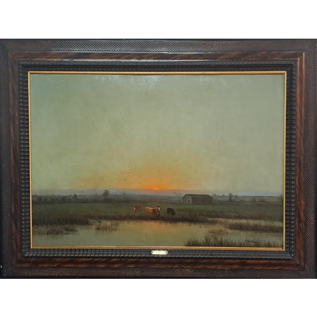 G. Bazzani, Lombard Countryside, 1920s, Oil Painting on Panel, Framed For Sale
