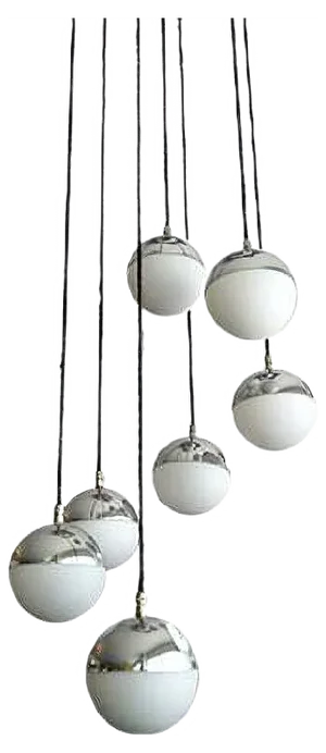 Italian Opaline Glass Sphere Pendant Lamp from Stilnovo, 1960s