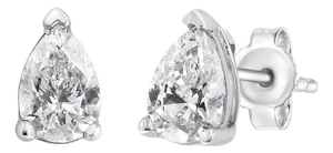 14K White Gold 3/4 Cttw Pear Shape Solitaire Lab Grown Diamond Stud Earrings