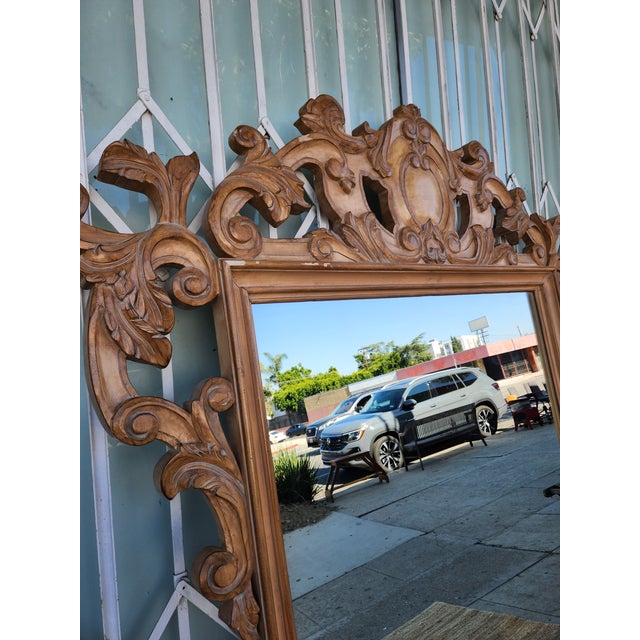 Large Wood Wall Mirror For Sale - Image 4 of 12