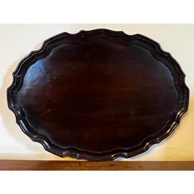 Antique Early 19th Century English George III Carved Mahogany Oval Serving Tray For Sale - Image 9 of 11