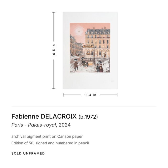 Contemporary 2024 Fabienne Delacroix Paris - Palais-Royal Signed Archival Pigment Print For Sale - Image 3 of 3