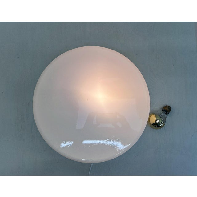 Metal Large Bauhaus White Opaline Ceiling Lamp, 1930s For Sale - Image 7 of 11
