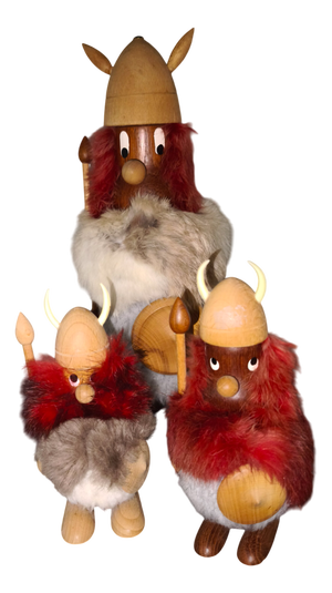 Vintage Scandinavian Wooden Vikings, 1950s, Set of 3