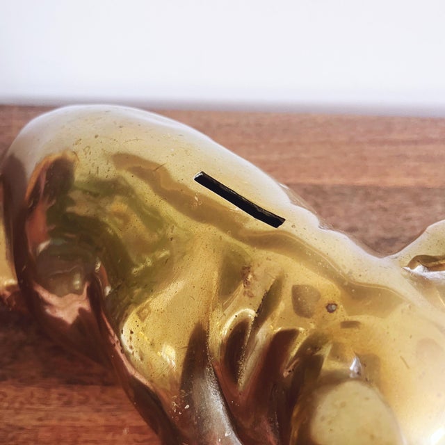 1960s Vintage Korean Brass Piggy Bank For Sale - Image 5 of 6