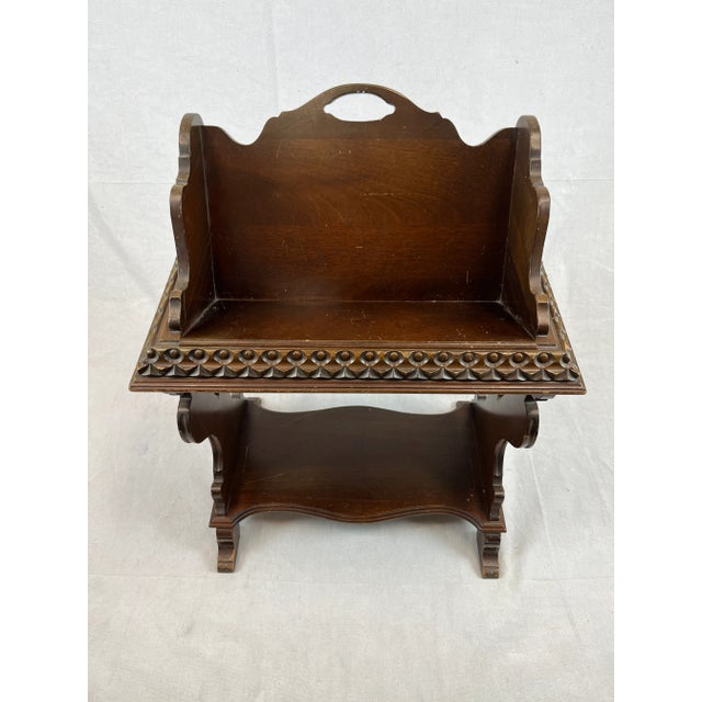 Vintage 1930s Mahogany Magazine & Bookstand - Jacobean/Victorian-Revival Period For Sale - Image 14 of 15