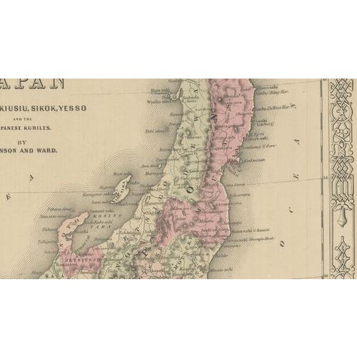 Antique Map of Japan from Johnson & Ward, 1865 For Sale - Image 9 of 10