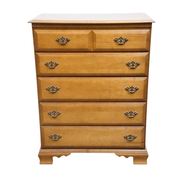 American Bassett Furniture Solid Hard Rock Maple Colonial Early American 36" Chest of Drawers 229-01-251 For Sale - Image 3 of 14