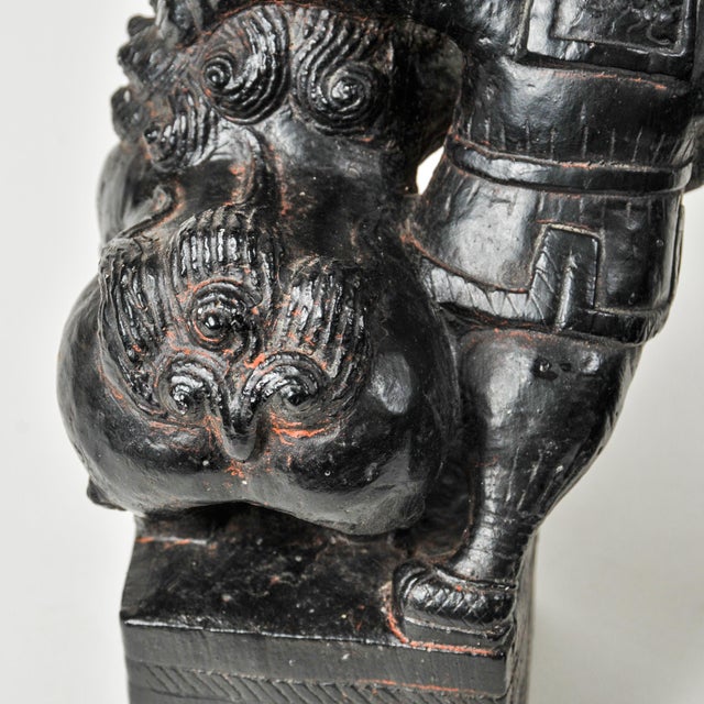 Mid 20th Century Rare Pair of Asian Art Foo Dog Guardian Lion Bookends With Figures For Sale - Image 15 of 16
