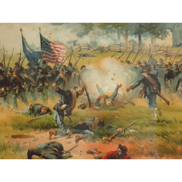 American 1887 Battle of Antietam Chromolithograph, Custom Framed Civil War Print For Sale - Image 3 of 7