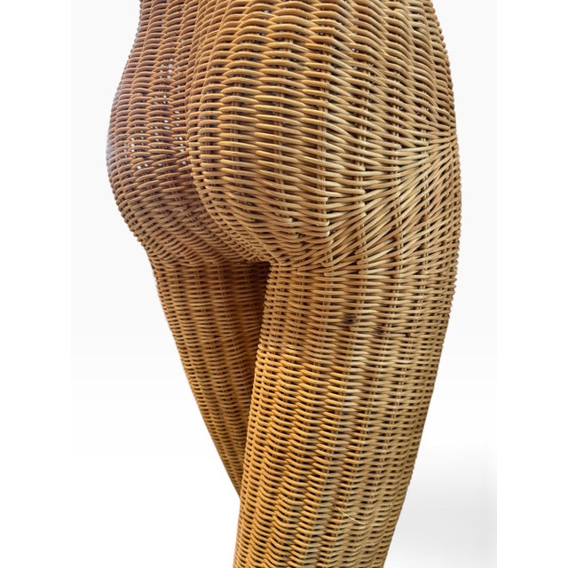 Wood Vintage 1970s Sculptural Wicker Figure | Organic Modern Coastal Rattan For Sale - Image 7 of 8