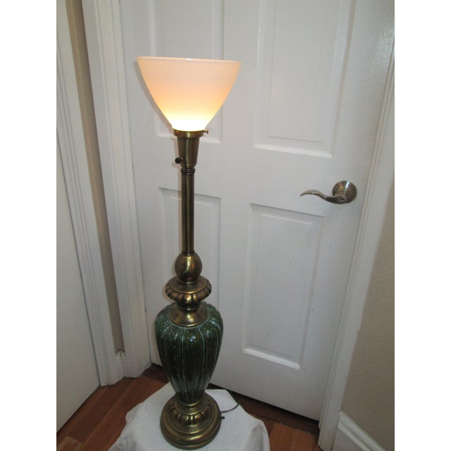 Rembrandt Emerald Green Tall Lamp With Glass Shade For Sale In Los Angeles - Image 6 of 11