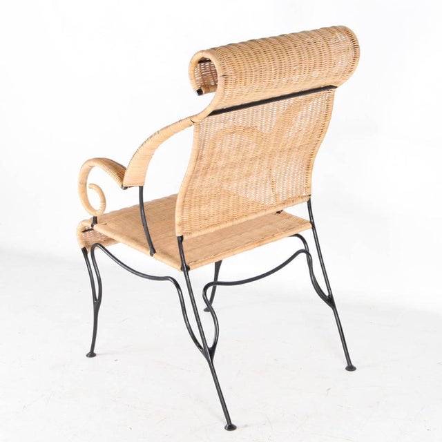 Wicker and Blackened Iron Armchairs, 1990s, Set of 2 For Sale - Image 3 of 18