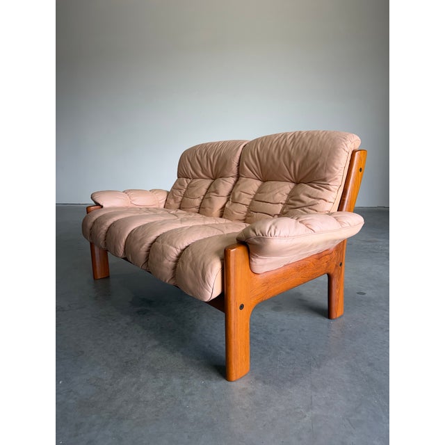 Ekornes ASA Vintage Ekornes Montana Leather and Teak Sofa For Sale - Image 4 of 12
