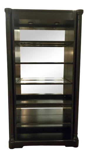 Henredon Modern Dark Wood and Mirror Bookcase