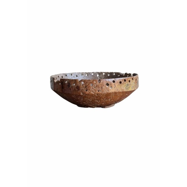 Brown Monumental Early 20th Century Teak Burl Wood Bowl, Modern Organic For Sale - Image 8 of 9
