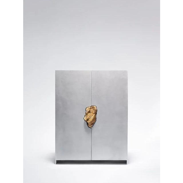 Cabinet with Petrified Oak by Pierre De Valck For Sale - Image 4 of 8