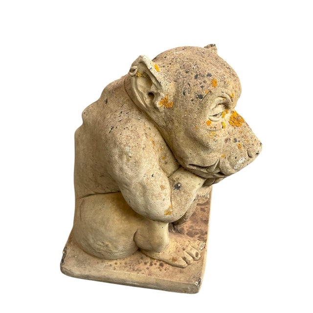 Vintage Cast Stone Crouching Gargoyle Garden Statue For Sale In West Palm - Image 6 of 12