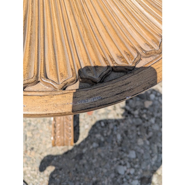 1980s Thomasville Regency Style Three Arm Chairs With Lion Heads and a Thomasville Pineapple Table Base - No Glass, Set of 4 For Sale - Image 9 of 18