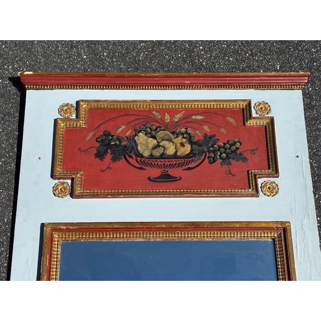 Large Late 19th / Early 20th C. French Trumeau style tall mirror. 54" tall, 35.5" wide, with the mirror panel within...