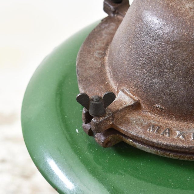 1950s Industrial Cast Enamel Pendant Light from Maxlume, 1950s For Sale - Image 5 of 7