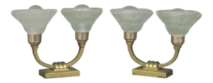 1920s Sabino Art Deco Table Lamps With Shades by Lorrain - a Pair EU Wired