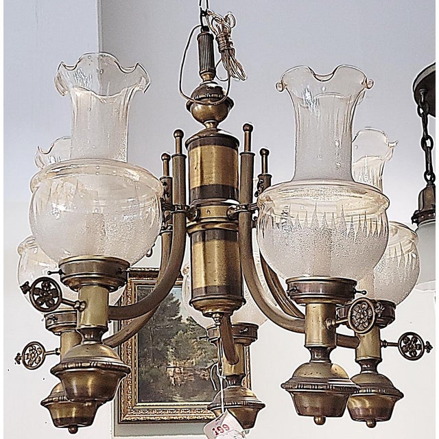 Mid 19th Century Brass Victorian Chandelier For Sale - Image 4 of 9
