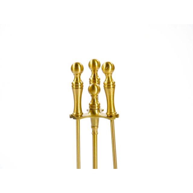 Metal Italian Brass Fireplace Tool Set on Stand For Sale - Image 7 of 9