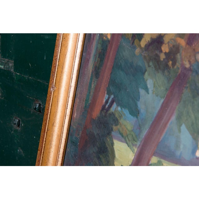 Late 19th Century Framed Napoleon III Era Oil on Canvas Painting of French Chateau Landscape For Sale - Image 10 of 13