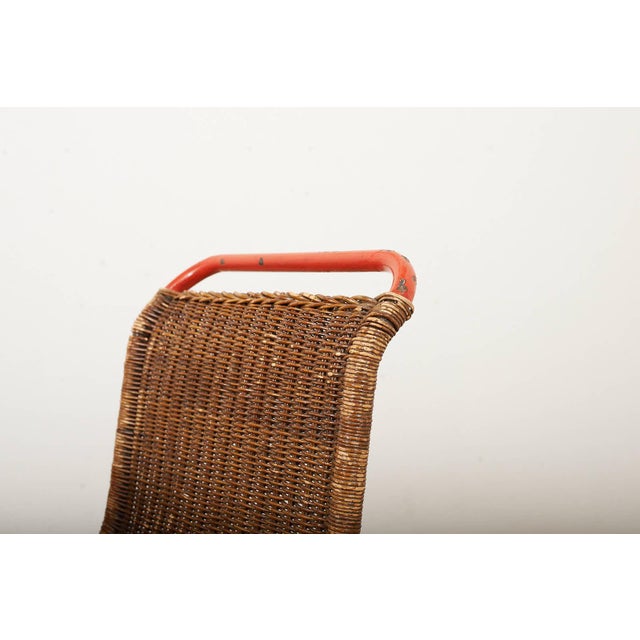 Table with Chairs in Red Lacquered Tubular Steel by S. Meier for Rohrmöbelfabrik, 1920s, Set of 3 For Sale - Image 10 of 17