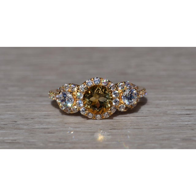 Contemporary The Dettling: Ladies Contemporary Trilogy Ring set with Citrine and Cubic Zirconia For Sale - Image 3 of 10