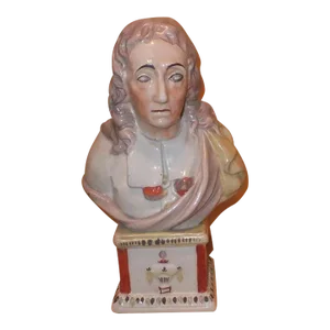 Large Antique Late 18th / Early 19th Century English Staffordsire Pearlware Portrait Bust of John Milton 1800
