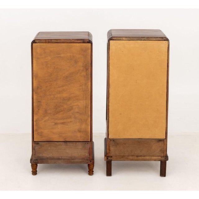 Early 20th Century Art Deco Walnut Display Cabinets, Pair For Sale - Image 5 of 11