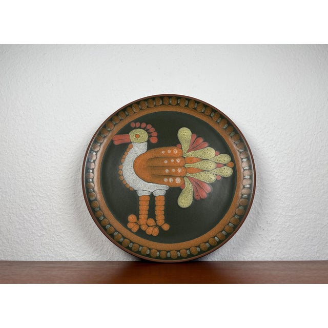 Vintage German Ceramic Wall Plate with Bird Design from Keramik Manufaktur Kupfermühle, 1970s For Sale - Image 11 of 14