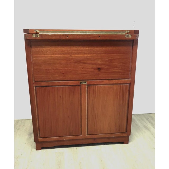 1960s George Zee Teak and Brass Flip-Top Cocktail Bar Cabinet For Sale - Image 15 of 16