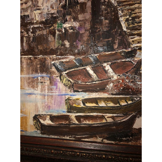 Nautical Painting of French Seaside Fishing Village For Sale In Dallas - Image 6 of 9