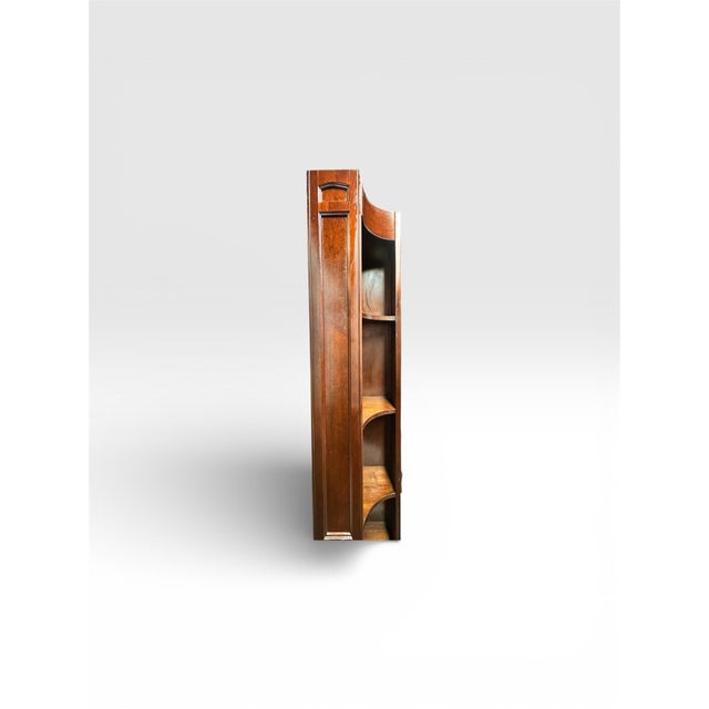 Art Deco Vintage Mahogany 4-Shelf Corner Bookcase For Sale - Image 3 of 11