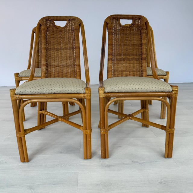 1960s Dutch Vintage Wicker Dining Chairs – Set of 4 For Sale - Image 5 of 13