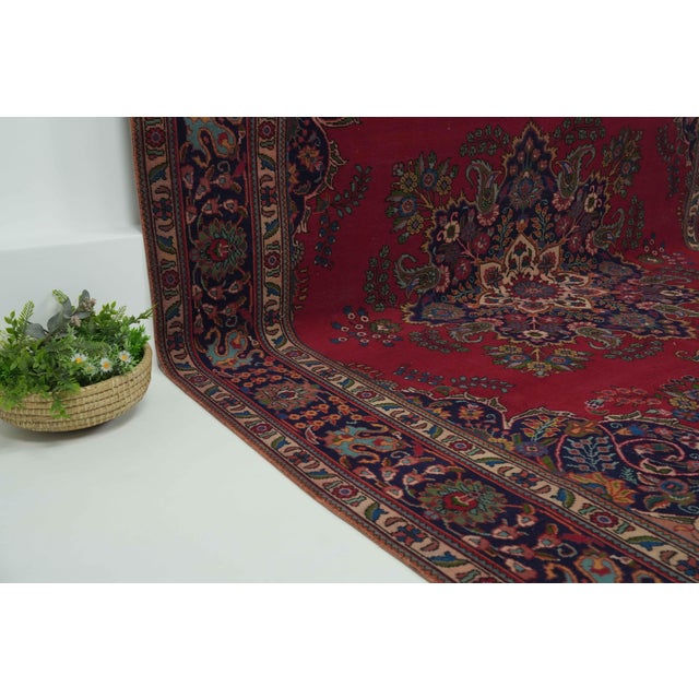 Red 1970s Vintage Persian Handmade Wool 10x13 Red Area Rug For Sale - Image 8 of 12
